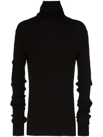 Shop Ann Demeulemeester Wool Roll Neck Jumper In Black