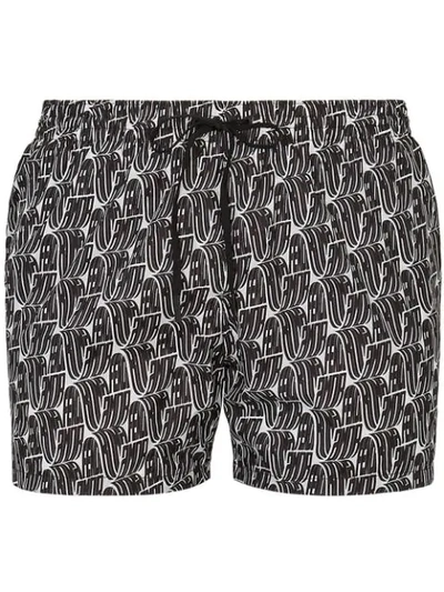 Shop Fendi Wave Logo Swim Shorts In White