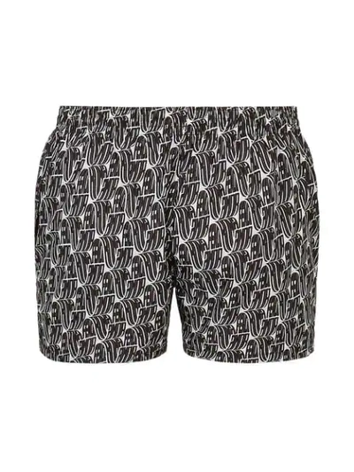 Shop Fendi Wave Logo Swim Shorts In White