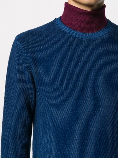 Shop Altea Gauge 7 Textured Knit Jumper In Blue