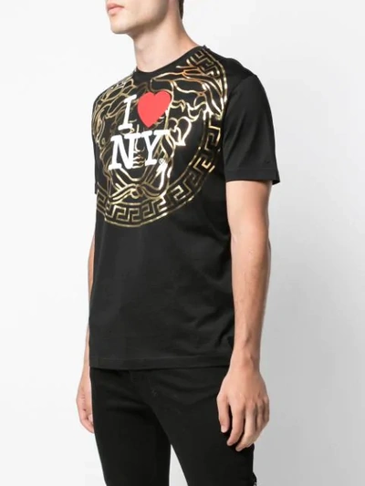 Shop Versace I Heart Ny Medusa Logo T-shirt In Black