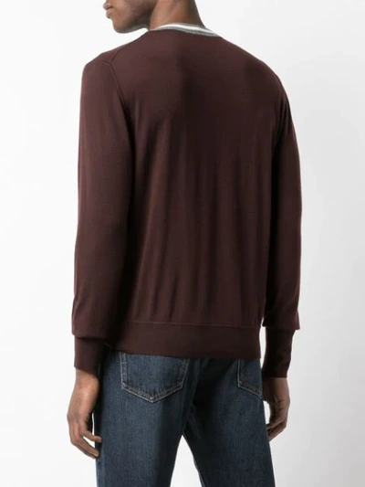 Shop Eleventy Crew Neck Knit Sweater In Brown