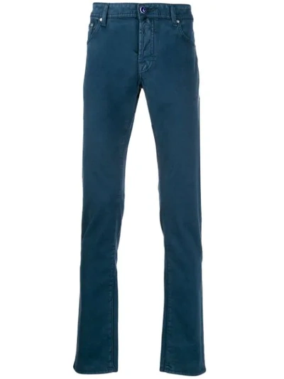 Shop Jacob Cohen Straight Leg Comfort Trousers In Blue