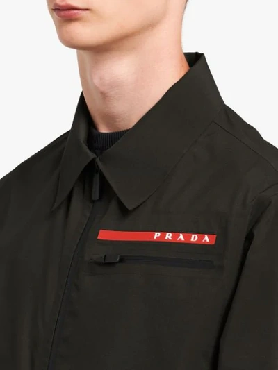 Shop Prada 'linea Rossa' Hemdjacke In Black