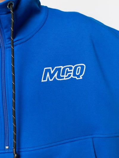 Shop Mcq By Alexander Mcqueen Logo Oversized Half-zip Sweatshirt In Blue