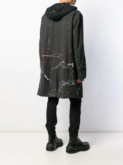 Shop Greg Lauren Hooded Midi Coat In Black