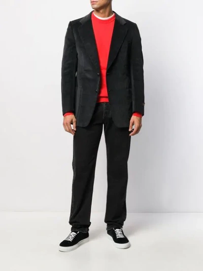 Pre-owned A.n.g.e.l.o. Vintage Cult 1970s Simon Ackerman's Corded Slim-fit Blazer In Black