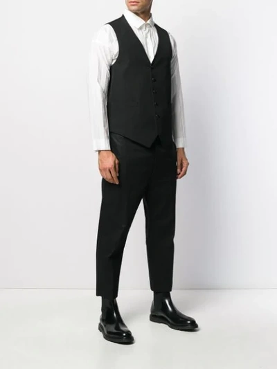 Shop Fumito Ganryu Button-down Fitted Waistcoat In Black