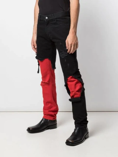 Shop Raf Simons Distressed Layered Straight In Black
