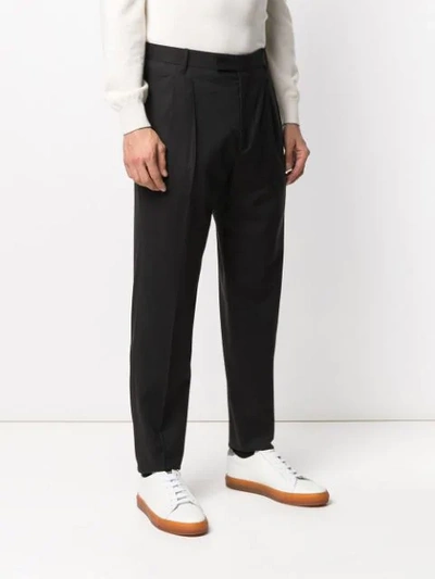 Shop Paul Smith Pleated Straight Leg Trousers In Black