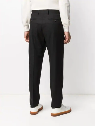 Shop Paul Smith Pleated Straight Leg Trousers In Black