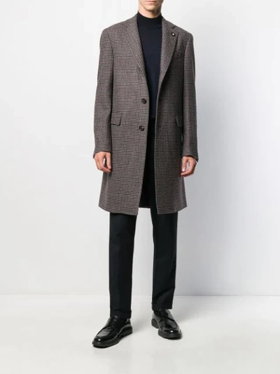 Shop Lardini Houndstooth Single-breasted Coat In Grey