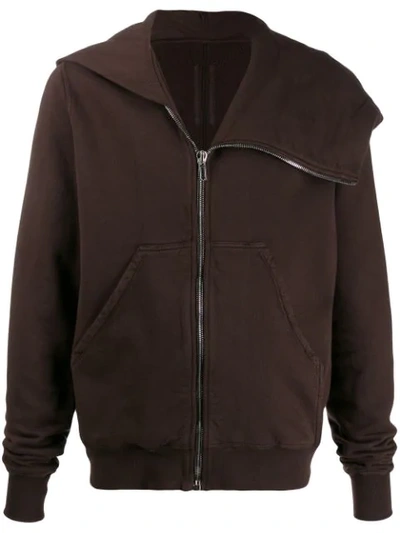 Shop Rick Owens Drkshdw Loose Fit Asymmetric Hoodie In Brown