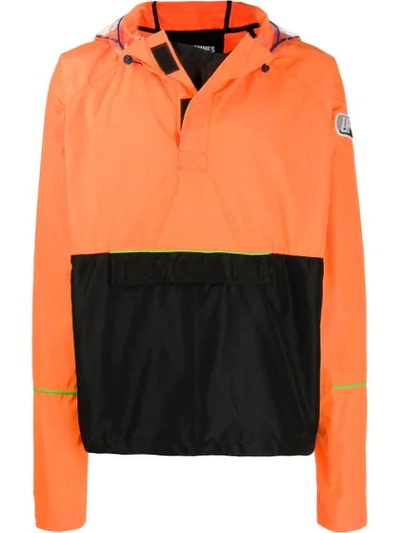 Shop Les Hommes Colour-block Hooded Jacket In Orange