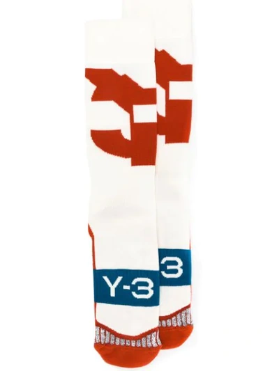 Shop Y-3 Logo Intarsia Socks In Multico