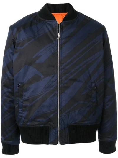 Shop Band Of Outsiders Spaceship Striped Bomber Jacket In Blue