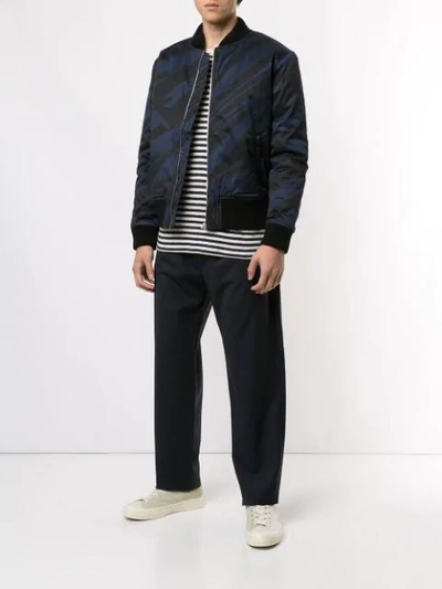 Shop Band Of Outsiders Spaceship Striped Bomber Jacket In Blue