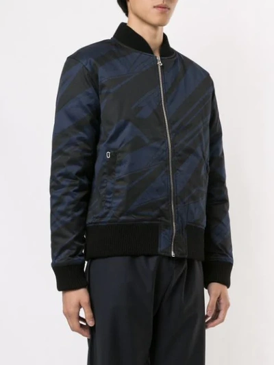 Shop Band Of Outsiders Spaceship Striped Bomber Jacket In Blue