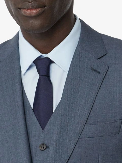 Shop Burberry Three-piece Suit In Blue