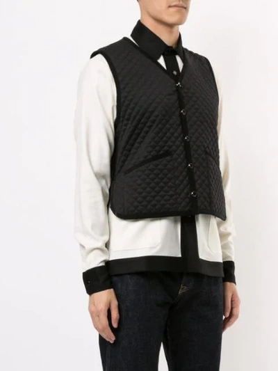 Shop Fumito Ganryu Diamond Quilted Waistcoat In Black