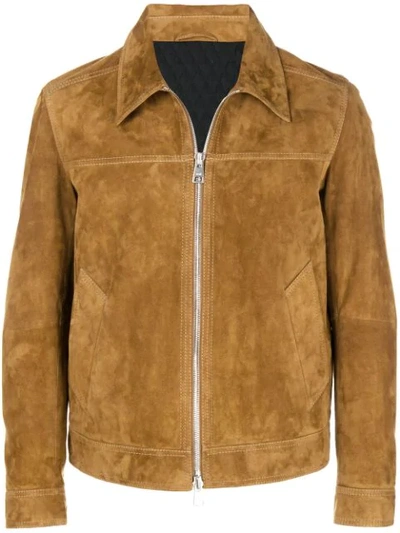 Shop Ami Alexandre Mattiussi Suede Leather Jacket In Brown