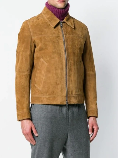 Shop Ami Alexandre Mattiussi Suede Leather Jacket In Brown