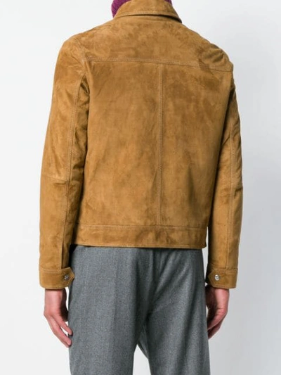Shop Ami Alexandre Mattiussi Suede Leather Jacket In Brown