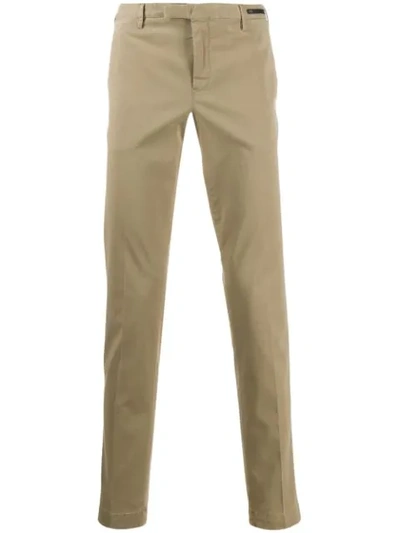 Shop Pt01 Slim Fit Chino Trousers In Neutrals