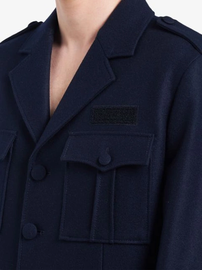 Shop Prada Loden Military Jacket In Blue
