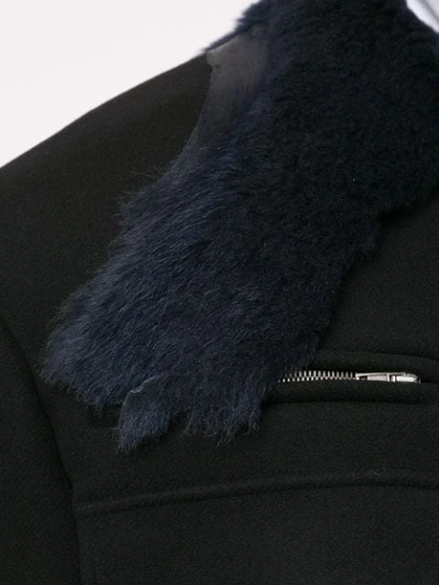 Shop Raf Simons Faux Fur Collar Jacket In Black