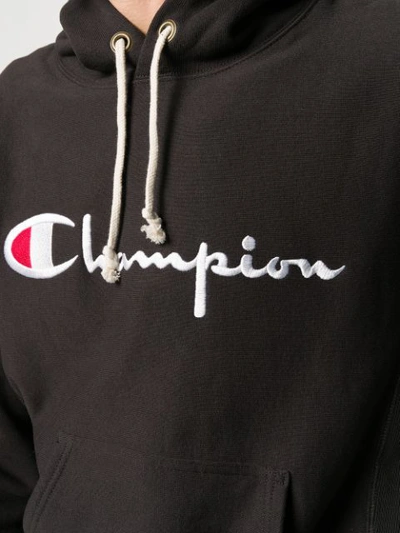 Shop Champion Logo Embroidery Hoodie In Black