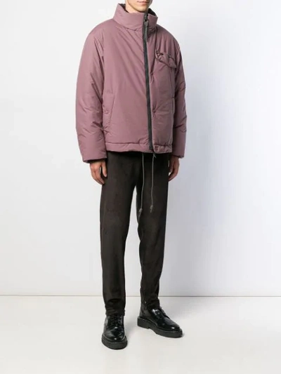 Shop Ferragamo Short Padded Coat In Pink