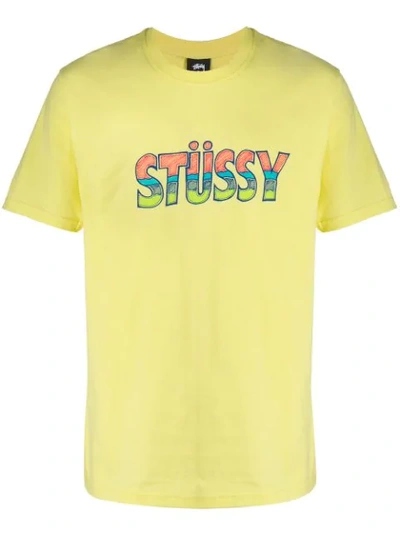 Shop Stussy Graphic Logo T-shirt In Yellow