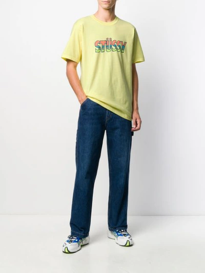 Shop Stussy Graphic Logo T-shirt In Yellow