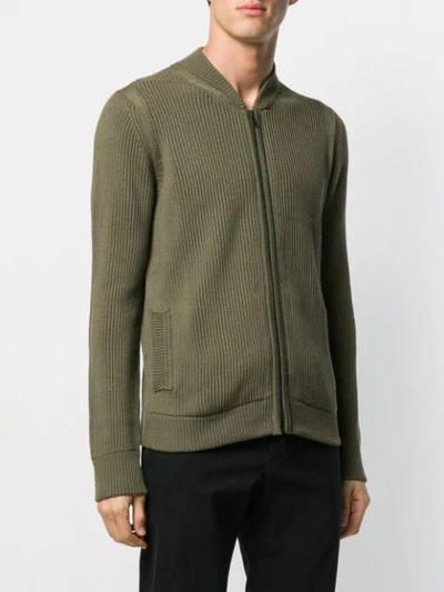 Shop Roberto Collina Ribbed-knit Zip-up Cardigan In Green