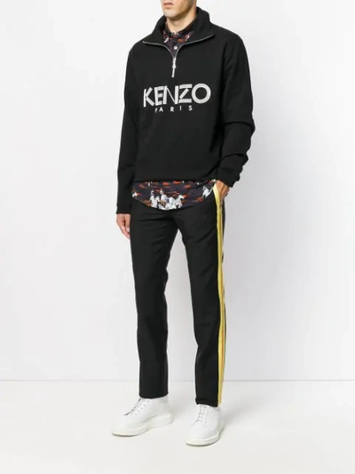 Shop Kenzo Paris Print Sweatshirt In Black