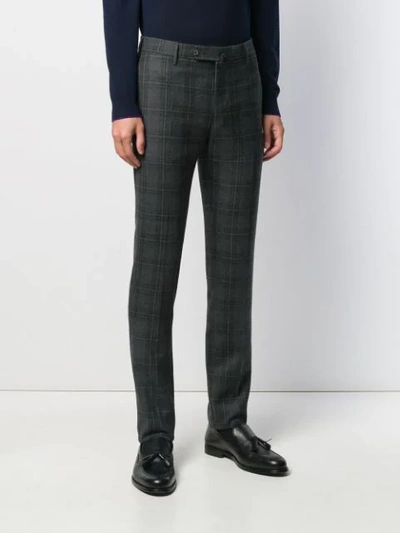 Shop Pt01 Slim-fit Check Trousers In Grey