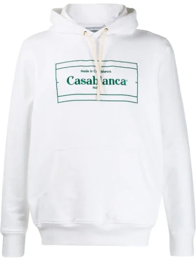 Shop Casablanca Embroidered Logo Hoodie In White