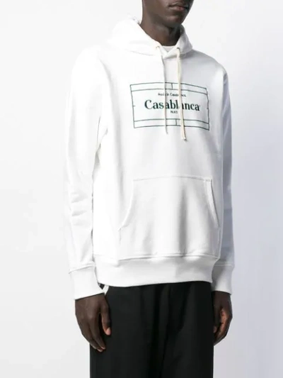 Shop Casablanca Embroidered Logo Hoodie In White