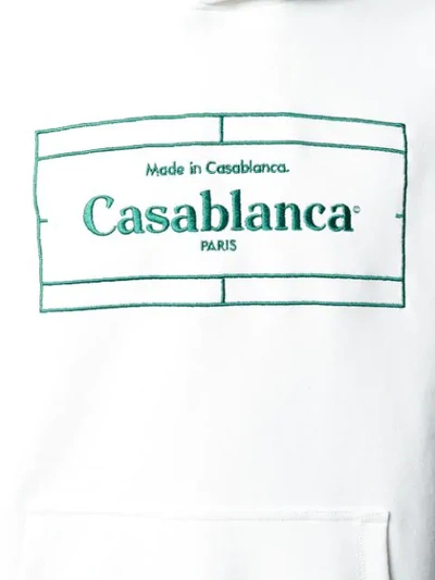 Shop Casablanca Embroidered Logo Hoodie In White