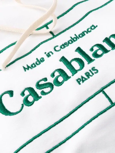 Shop Casablanca Embroidered Logo Hoodie In White