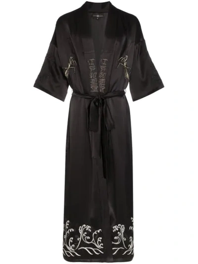 Shop Edward Crutchley Embroidered Kimono Coat In Black