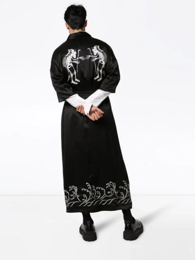 Shop Edward Crutchley Embroidered Kimono Coat In Black
