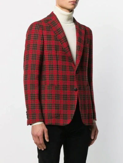 Shop Tagliatore Houndstooth Check Tailored Blazer In Red