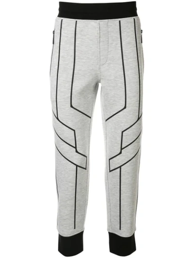 Shop Blackbarrett Geometric Trim Track Pants In Grey