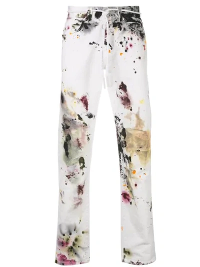 Shop Off-white Paint Splatter Slim-fit Jeans In White