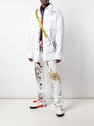 Shop Off-white Paint Splatter Slim-fit Jeans In White