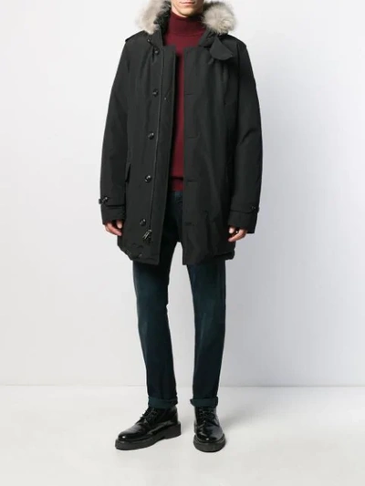 Shop Woolrich Hooded Parka Coat In Black