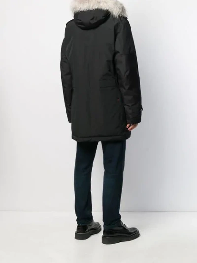 Shop Woolrich Hooded Parka Coat In Black