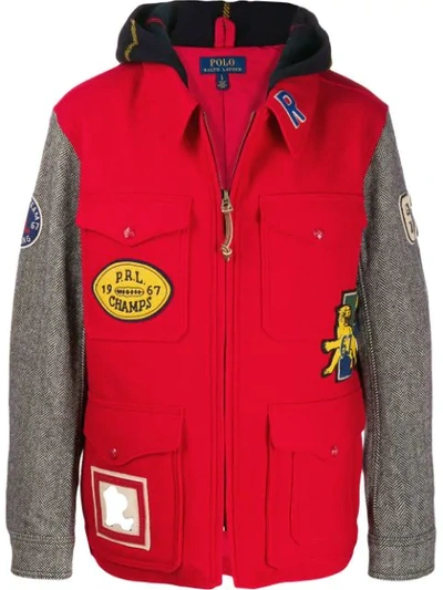 Shop Polo Ralph Lauren Patchwork Jacket In Red